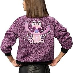 Lilo & Stitch: Space Babe Women and Girls Long Sleeves Stand Collar Zipper Front Polyester Oversized Jackets-image-1