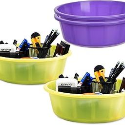 Homestic Pack of 4 Desk Organizer | Stationery Organizer | Multipurpose Storage Organizer | Office Supplies for Pen-Pencil-Staplers | Desktop Organizer | 6 LTR | Purple & Green-image-54