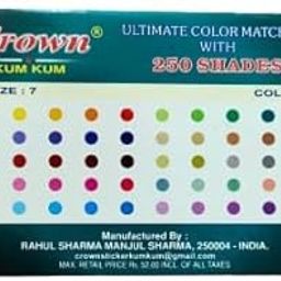 CROWN KUM KUM Round Plain Round Multicolour Kumkum Sticker Bindiya Bindis 250 Shades Sticker Bindiya Bindis Spiral Bindi Booklet for Women Size 7 (Pack of 6)-3