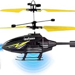 VRIKRION Toy Flying Helicopterr Remote Control Helicopter for 6 + Years Boys Indoor and Outdoor Helicopterr, Palm Sensing Helicopter with led Lights (Pack of 1) (Black-Yellow)-image-71
