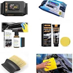 VOXEL® 6-in-1 Car Interior Detailing & Cleaning Kit – Leather Care Wipes, Anti-Fog Wipes, Crystal Coating Spray, Scratch Remover Wax, Microfiber Cloth & Dashboard Brush – Complete Car Care Set-image-15