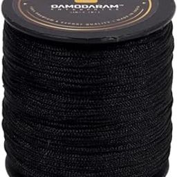 DAMODARAM 2mm Knitted Nylon Macrame Thread Dori for Art Craft & DIY Projects (100 MTR, Black)-image-2