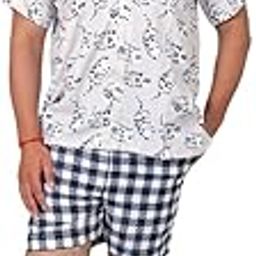 Shirts with Shorts Night Suit Set Printed (White, XXL)-image-8