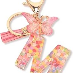 Women Letter M Keychain, Girls Pink Butterfly Keychain, XL-picture-20