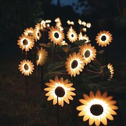 hardoll Plastic Solar Lights Outdoor 20 Led Sunflower Lamp for Home Garden Waterproof Decoration (Warm White- Pack of 1,Steady Mode)-14