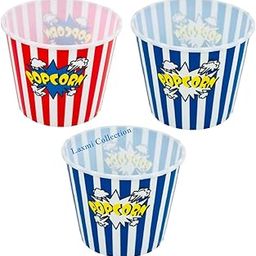 Laxmi Collection 3 Pcs Retro Style Reusable And Washable Food Box Theater Style Popcorn Tubs Bowl Plastic Container Bucket Birthday Return Gifts Multicolor (Pack Of 3)-image-54