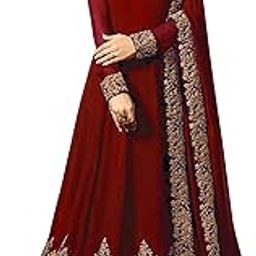 Women's Embroidered Georgette Semi-Stiched Anarkali Gown with Dupatta-image-72