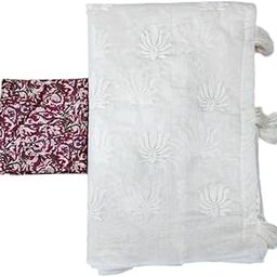 KV FASHION Women's Chanderi Embroidered Saree Chanderi Lotus-New-picture-36