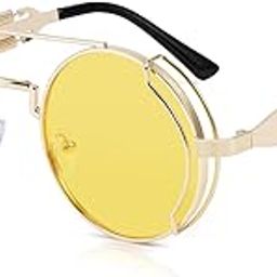Steampunk Sunglasses Hippie Glasses Retro Round Metal Frame Women Men-image-5