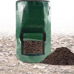 Garden Composting Bin Leaf Bag - Kitchen Food Waste Storage Reusable Tote with Cover and Straps, 33 Gal Waterproof Container-image-46