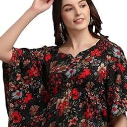 Kaftan Dress – Stylish Free Size Option for Women Design No_4_KaftanBlack Red Flower 6_S-image-78
