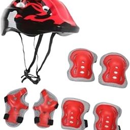 Kids Bike Helmet Knee Elbow Wrist Pads Gear for Outdoor Sports Rollerblading Red| Lightweight Sports Helmet | Helmet Accessories-image-23