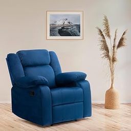 Wakefit Recliner | 1 Year Warranty | Velvet Fabric Manual Recliner Sofa 1 Seater | Recliner Chair | Swayback - Blue-image-71