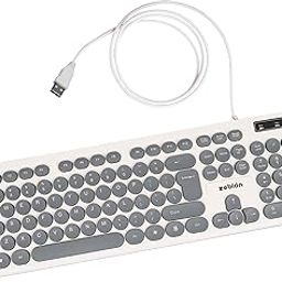 Zebion Blitz USB Keyboard with Retro Style Rounded Key Design, Tested with Over 5 Million Keystrokes, Silent & Comfortable Use, Retractable Stand, Slim Design, Chiclet Keys,Grey Colour-image-70