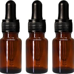 nsb herbals 10 ML Amber Round Empty Glass Bottle + Glass Dropper + Black Ring + Black Silicone Teat, Refillable, Leak Proof For Essential Oils, DIY Perfumes (Pack of 3)-98