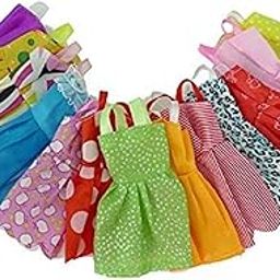 BHOOLU&GOOLU Handmade Dress Fashion Clothes for Doll Play House(Multi Color) - Set of 10 pcs-10