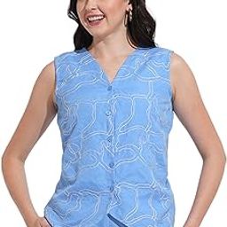 Women's Printed Linen Waistcoat-image-36