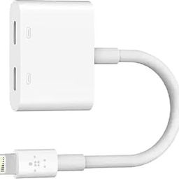 KPDP White 2 in Dual Port Earphone Cable Adapter 3.5mm and Music Control Jack Phone Converter (YES)-2