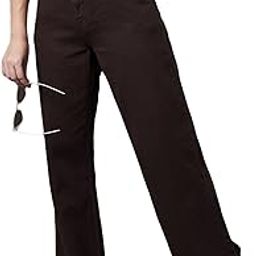 Women's High Rise 100% Cotton Solid Wide Leg Jeans-image-45