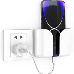 Elv Wall Mounted Mobile Phone Holder Storage Case for Phones with Strong Adhesive Strips | Wall Mount Mobile Stand/Multi-Purpose Stand for Phone Charging (White)-4