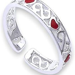 925 Sterling Silver Enamel Heart & Infinity Design Single Toe Ring for Women-image-51