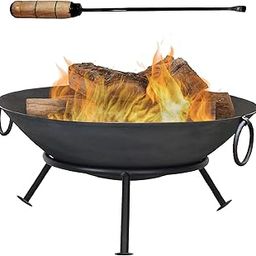 PTR Iron Bowl Fire Poker and Round Stand Garden BBQ Burning Bowl Outdoor Fire Pit Wood Burner Charcoal Bonfire Chimney for Camping Heating-image-56