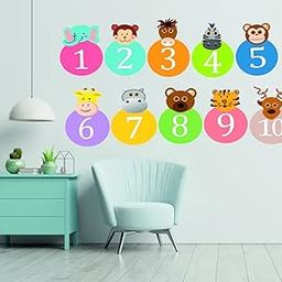 Techgifti Animals with Numbers - Baby- Kids-Learning Education Nursery Wall Sticker (Size - 60 Cm X 72 Cm)-image-19