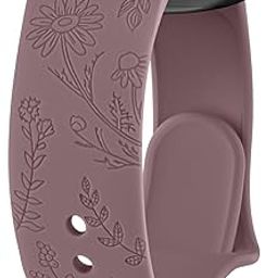 Tobfit Floral Engraved Silicone Band for Fitbit Versa 2 Watch, Soft Quick-Release Sport Strap for Fitbit Versa SE Smart Watch (Watch Not Included), Wristband with Metal Buckle for Women-21