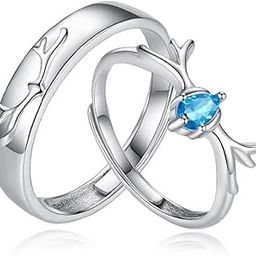 Valentine Gift Couple Ring for lovers Gift for Girlfriend Boyfriend/Husband Wife Alloy Cubic Zirconia Platinum Plated Ring Set (RG56)-image-27