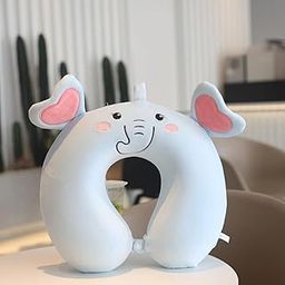 BUNVOX™ Kids Travel Pillow, Cute Micro Fiber Neck Pillow, Soft Adjustable Airplane, Car, Train, Home Use Pillow for Chin Support, Headrest and Sleeping (Design 9)-23
