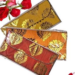 Jagriti Shakti | Beautiful Brocade Design Envelope Purses/Wallets for Women Return Gifts for Weddings and Parties Functions - (Pack Of 2, Color- MultiColor)-image-4