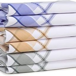 Men's Premium 100% Pure Cotton Handkerchief Light Base with Colored Border-image-10