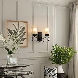 Snip Classic Double Wall Lamp with Frosted Glass Shades – Vintage Decorative Wall Light for Living Room, Bedroom, Hallway – Metal Wall Sconce Fixture-picture-6