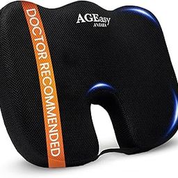 AGEasy (Max Group) Coccyx Cushions for Office & Car, Durable Memory Foam Coccyx Cushion for Tailbone Pain Relief Cushion for Sciatica, Breathable Fabric & Machine Washable Cover-1