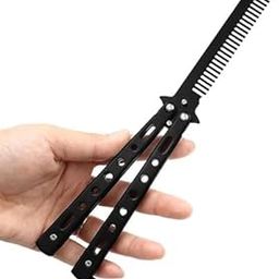 Inralimot Butterfly Comb,Combs Stainless Steel Folding Practice Combs, Practice Comb Hair Styling Tools Balisong Comb-picture-24