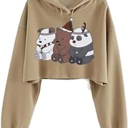Panda Crop Hoodie Sweatshirt Women Girl Cute Casual Stylish Latest White Black Pink Lavender Beige-image-60