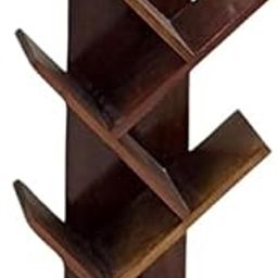 DILEGNO INDIA Tree-Shaped Bookshelf in Solid Acacia (Babool) Wood | 5-Tier Free-Standing Wooden Bookcase & Display Rack | Open Shelf Storage for Living Room, Study, Office | Brown (78x40x20 cm)-image-49