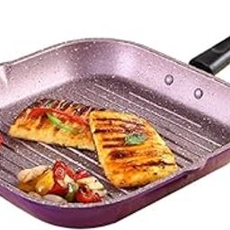 Wonderchef Valencia Non-Stick Grill Pan | Cool Touch Bakelite Handle | Pure Grade Aluminium| PFOA Free| Size 24 cm | 1.6 litres Capacity | 2 Year Warranty | Purple-27