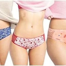 Women’s (Pack of 3) Floral Printed Laced Basic Briefs Panties– Peach, Blue & White, Made of Nylon, Low-Rise Stylish Panties, Soft Waistband, Fresh Antimicrobial Technology,Everyday Innerwear-image-12