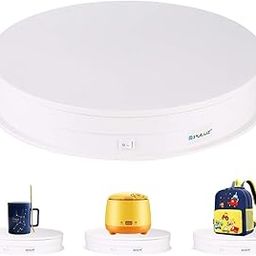 PULUZ 360 Degree Photography Turntable Rotating Display Stand, 11.2in(28cm) Diameter 360 Degree Turntable Display Stand for Photography Video Shooting Props Jewelry, Max Load 44Lb (White)-19
