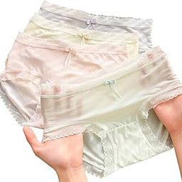 Women's Cotton Underwear, Hi-Leg Soft Briefs Full Coverage Ladies Breathable Panties 3 Pack Free Size Multicolour-picture-36