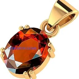 akshita gems 15.25 Ratti /14.90 Carat Certified Natural Gemstone Gomed Hessonite Stone Panchdhaatu Stone Pendant Locket Gold Plated Pendant Locket for Man and Women-picture-2