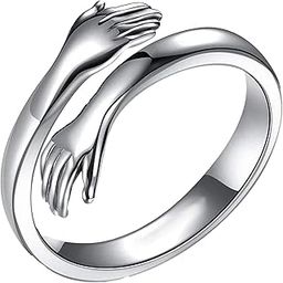 Cz Jewellery Brass Metal Embracing Warm Hug Adjustable Finger Ring For Girls and Women FR1000967-image-31