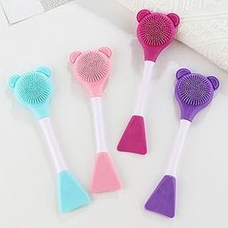 FLYUP Silicone Face Mask Applicator Facial Mask Brushes for Mud, Clay, Charcoal Mixed Mask, Soft Makeup Beauty Brush for Apply Cream (Pack of 4)-13