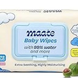 Maate Baby Wipes (Pack of 1, 72 Wipes) | Soothing & Hypoallergenic | Infused With Plant Squalane, Tamanu Oil & Aloe Vera | Moisturizing & Hydrating | Wipe for Baby's | Paraben & Sulphate Free-28