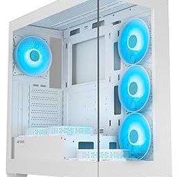 Ant Esports Crystal X7 ATX Computer Case/Gaming Cabinet with Type-C - White | Support ATX, Micro-ATX, Mini-ITX | Pre-Installed 3 M/B Plate Fans, 2 PSU Shroud Fans, 1 Bottom & 1 Rear Fan-12