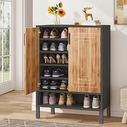 Klaxon Shoe Rack Wooden with Door | Small Cupboard Shoe Stand for Home | Wooden Storage Cabinet for Shoes | Shoe Racks Organizer for Entryway, Hallway & Bedroom (Black Noir)-image-51