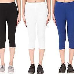 100% Pure Cotton Lycra Capri for Women |Women 3/4th Cotton Plain Capri-image-97