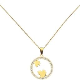 Gold Plated Anti Tarnish Pendant Set for women & girls | Maple Leaf Circle Necklace with Crystal Accents | Modern Design | Set of 1-18