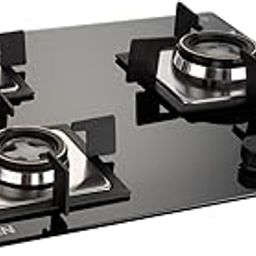 Glen 3 Burner Built In Glass Hob | Auto Ignition | 8 MM Thick Toughened Glass Hob | Black | Double Ring Forged Brass Burners | Warranty 2 Years Standard & 5 Years Glass | 1063 SQ DB (BH1063SQDB)-2
